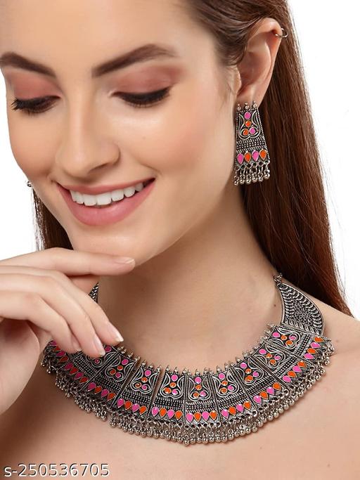 Stylish-Traditional-Oxidised-Silver-Necklace-Jewellery-Set-for-Women(kk10040s)