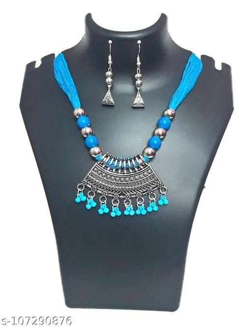 DNOSITI-Oxidized-silver-Jewelry-Set-(-Sky-blue-)