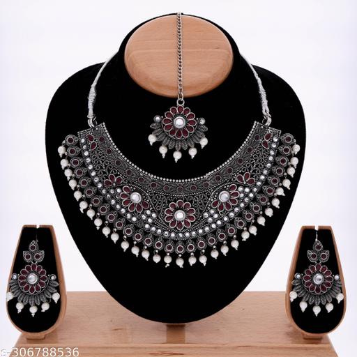 PRATIXA-ENTERPRISE-Silver-Plated-Traditional-Fashion-Jewellery-Set-for-Women-&-Girls.