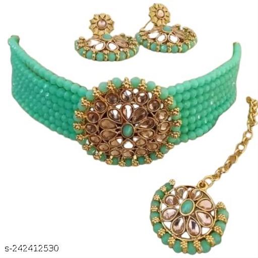 Mithali-GLOBAL-Multicolor-Beads-Crystal-Necklace-Set-with-Earrings-and-Maang-Tikka-For-Women-Suitable-for-Bridal,-Wedding,-Party-&-Festive-Occasional-Wear