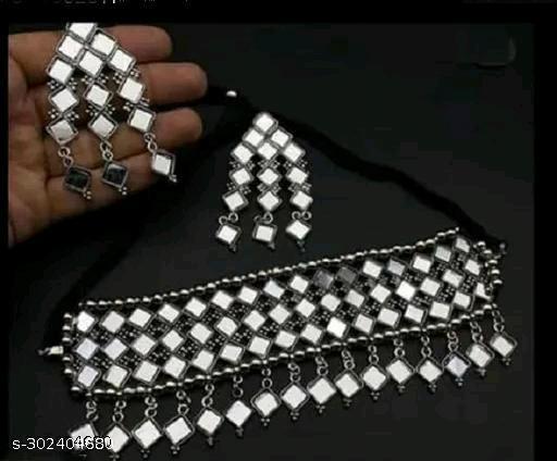 Beautiful-Mirror-Oxidised-Jewellery,-Mirror-Oxidised-Jewellery-Set,-Oxidised-Mirror-Necklace,-Mirror-Necless,-Mirror-Choker,-Mirror-Necklace-Set,-Oxides-Necklace-Choker,-Under-Under-150