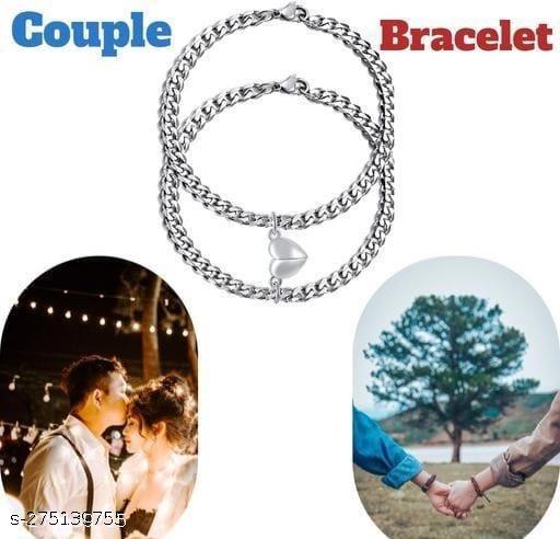 Valentine Gift Couple bracelets for girls boys boyfriend girlfriend propose proposal Heart Magnetic Stainless Steel Bracelets Chain for Men Women Valentine Day couple gifts lovers Gifts couples