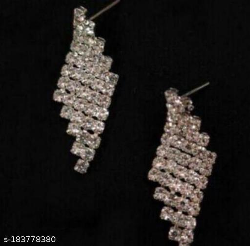 Beautiful-Silver-AD-Diamond-Choker-Set-With-Earrings-/-New-&-Trending-Necklace-Jewellery-Set-.-Western-AD---Stone-Jewellery-Necklace-/-Fancy-Stone-Silver-Choker-Jewellery