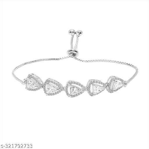 neekka american diamond latest designer silver white bracelet for women and girl