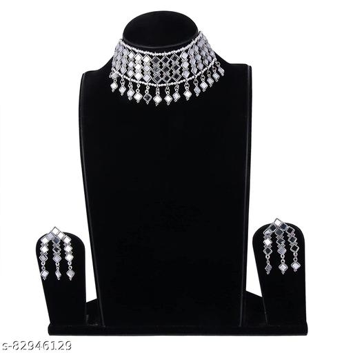 Mirror-Choker-Necklace-With-Earrings-For-Women-and-Girls