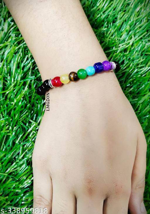 LMGZON 7 Chakra & Lava Stone Crystal Bracelet, 8-MM, Women & Men, Reiki Healing Hand Beaded Stone Girls & Boys,Helps in balancing chakra