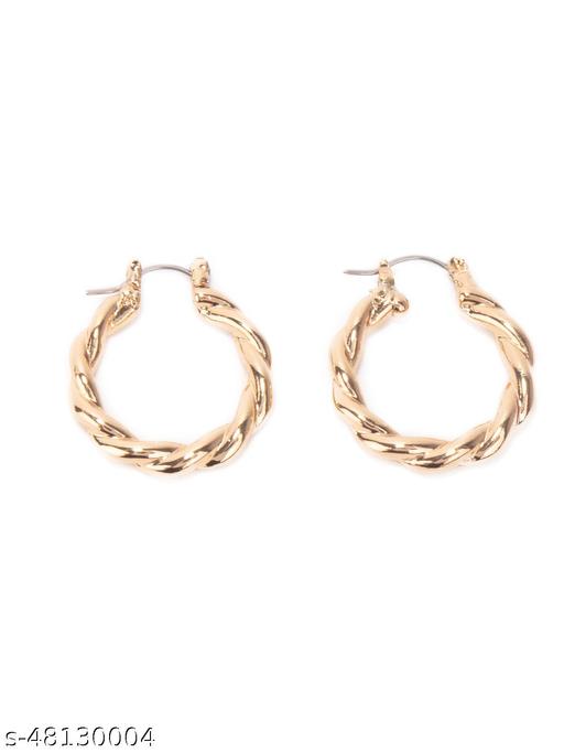 Lilly & Sparkle Alloy Gold-Toned Twisted Circular Hoop Earrings for Women