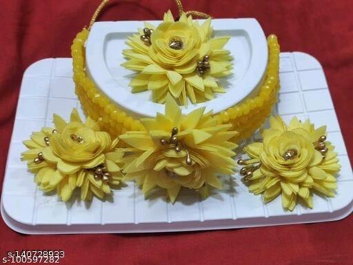 Flower-style-Paper-Jewel-Set-(Yellow)