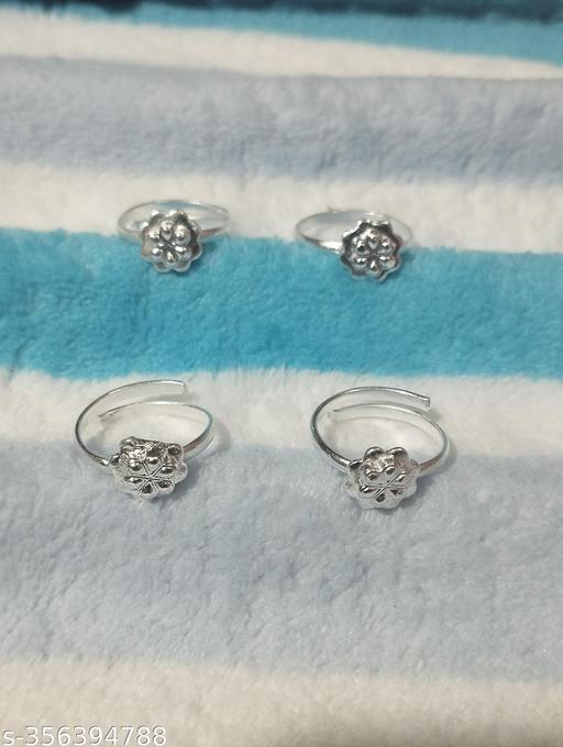 fashion accessories Toe Ring Oxidized Silver Sterling White Colored Stone Adjustable Toe Ring Jewelry for Women