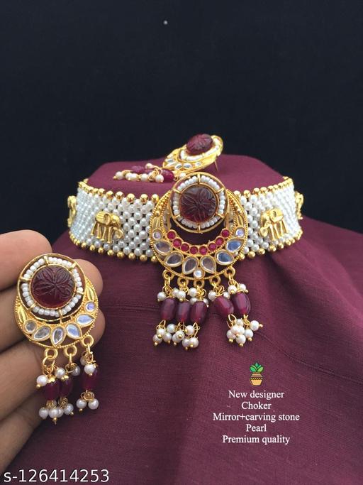 new-design-choker-carving-stone-and-peral-work-for-girls-and-women-Jewellery-Set