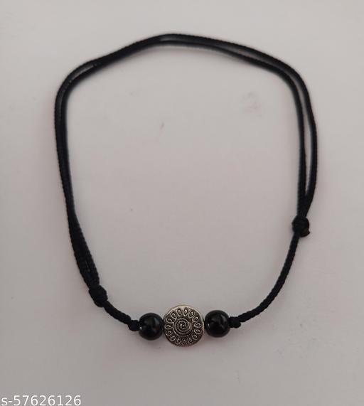 Black thread adjustable anklet for women