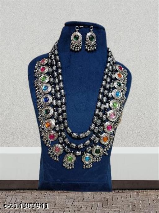 Colorful-3-Line-Sheesha-Necklace-with-Earrings