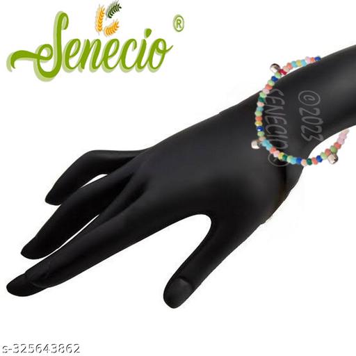SENECIO 1Pc Colorful Frosted Matt Beads Ghungroo Attached Adjustable Bracelet Unisex For Kids Girls & Men Women