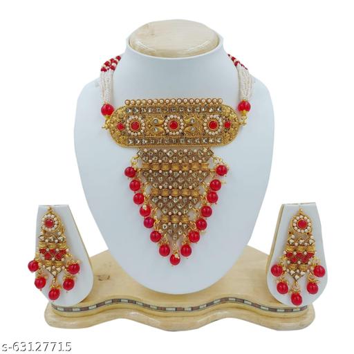 Jewellery-Aad-Set-Red-Colour-Gold-Plated-For-Girls-And-Women