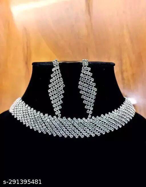 Silver-Plated-Necklace-Set-With-White-American-Diamond