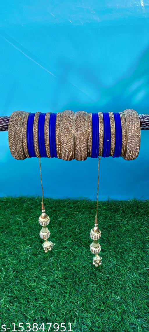 Metal velvet Bangle set & Chooda Glossy for women (Pack of 36)