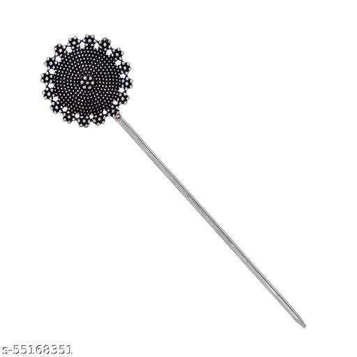 V-L-IMPEX-Bass-Matel-Silver-Round-Choker-Necklace-With-Hair-Stick-for-Girls-&-Women