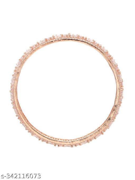 YouBella Jewellery Stylish Rose Gold Plated American Diamond Studded Bangles for Girls and Women