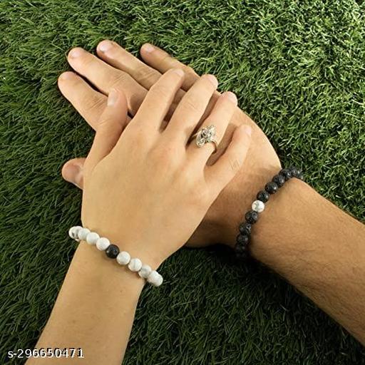 2Pcs/Pair Couples Distance Bracelet Classic White And Black Natural Stone & Original Healing Reiki Feng Shui Beaded Bracelet