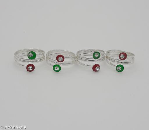 Combo of4Spiral With Hangings Style Silver Colored Adjustable Bichiya/Bichua Alloy Toe Ring Set