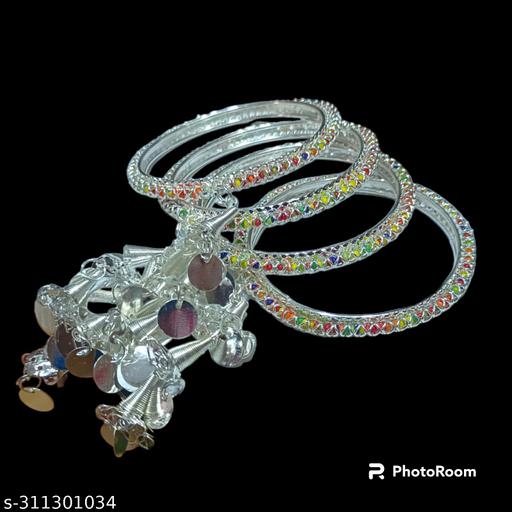 Silver jhumki bangles 4pc