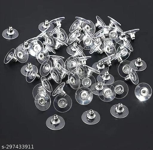Silver Bullet Clutch Earring Backs Stopper With Silicone Pad Earring Backings Studs/Push Button For Womens - 200 Pcs/100pair