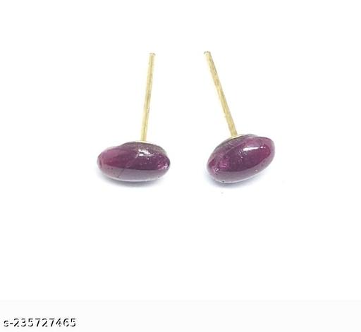 Natural Ruby Oval Cabuchon Gemstone earrings Red Stone earrings jewelry