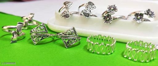 Oxidized silver beautiful toe ring for women and girls 5 pair combo