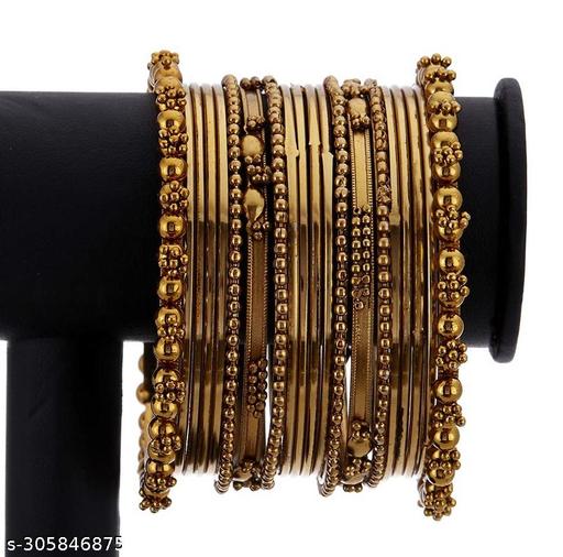 Oxidised Gold Polished Devdas Jewellery Bangle Set For Women Bracelet For Girls