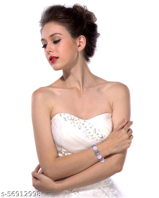 Pink Colored Quartz Beads 7.5 inch Stretchable Bracelet for Girls