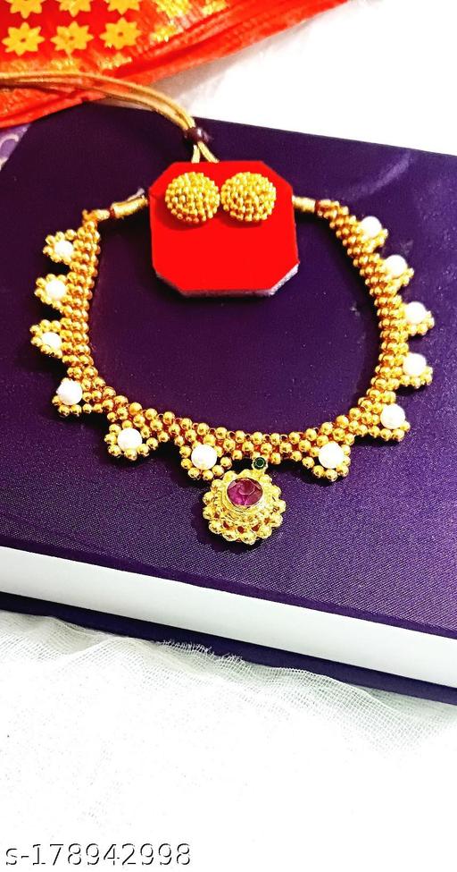 Krutadnya-1-Gm-Gold-Aqua-Polish-Kolhapuri-Maharashtrian-Wedding-Necklace-For-Girls-&-Women