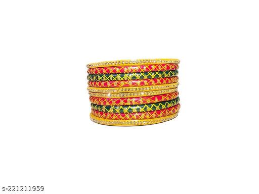 Red green yellow lac bangle