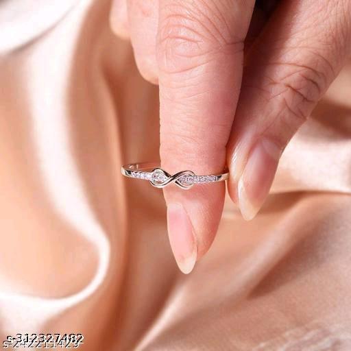 Platinum Plated Silver Crystal Elegant Couple Adjustable Ring Gift for Men and Women
