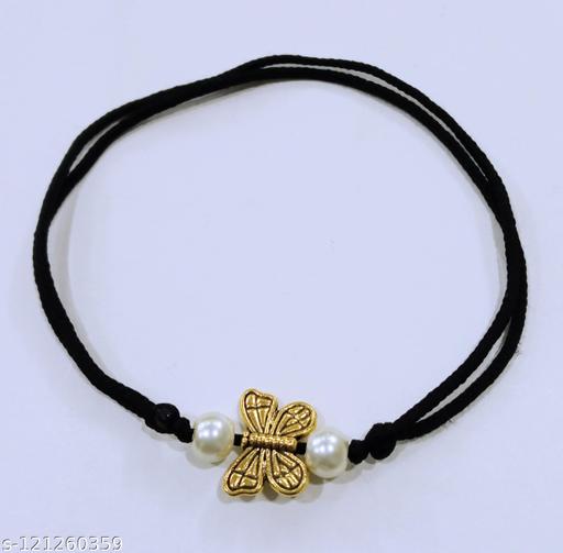 Stylish Black thread anklet with adjustable knot for women