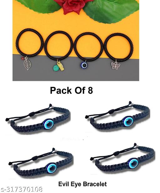 Nazar Battu Evil Eye Knife Bracelet Free Size for Men and WomenStylish and Trendy Evil Eye Bracelet Nazar Battu Black Beaded Bracelets Unisex (8)