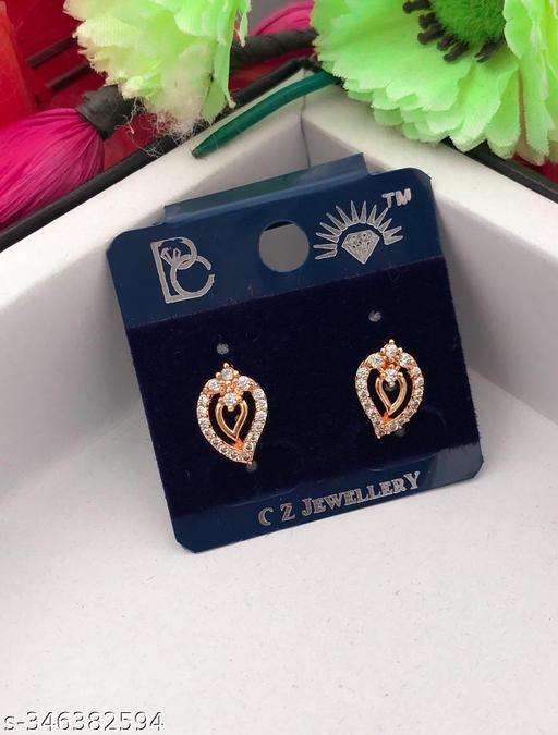 Leaf Shape small American Diamond Multicolor Earring for Girls and Women's