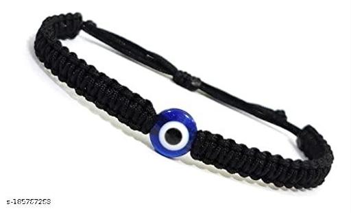 (Pack of 1) Jewel string evil eye adjustable bracelet avoid negative energy for girls boys men women AZAR DHAGA