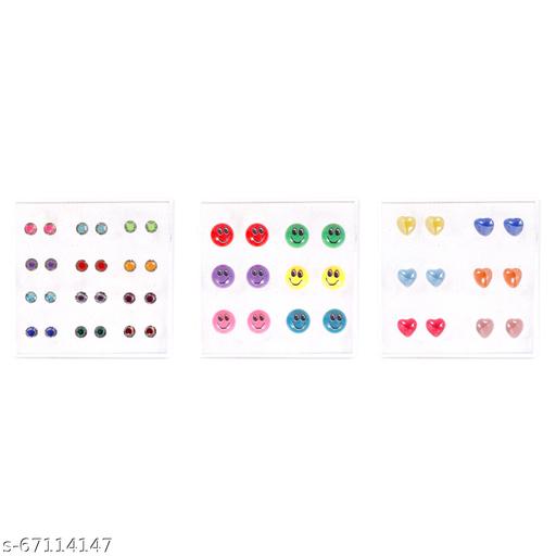 Shivarth Stud Earrings Multi Design Earrings with Plastic Back MultiColor Earrings for Girls and Women ( Pack of 24 pairs)