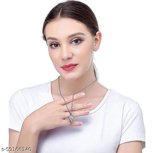 JEWELCHOICE Stainless Steel I Love You Pendant, BROKEN HEART LOCKET,Valentine Special Bicolor I Love You Heart in Heart Couple Duo Pendant Chain Necklace BFF Lovers