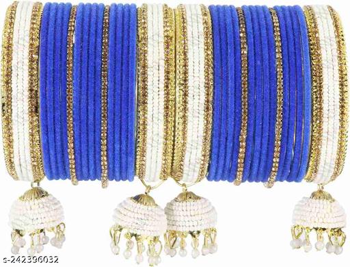 Astha Bangle Latkan Kundal Bangle Set White Color Kundan