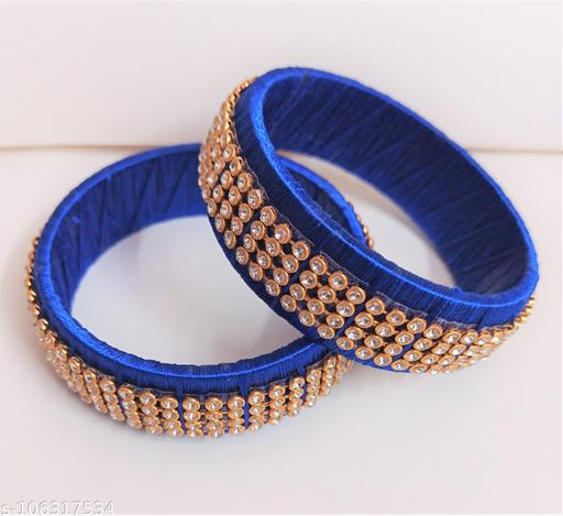 Silk thread Bangles with stone work - for women