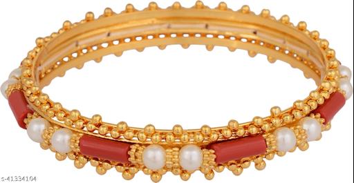 Navbharat Metal Crystal Gold-plated Bangle Set (Pack of 2)