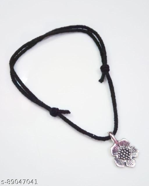 Adjustable Cotton Thread Anklet With Oxidised Beads and Charms for cute girls (Purely handmade product)