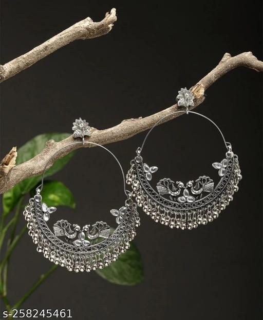 Authentic-German-Oxidised-Silver-Necklace-With-Hoop-Earrings-For-Girls-And-Womens