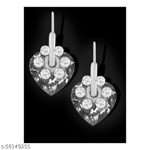 ZIVOM Flower Heart Aaa Crystal American Diamond Black Rhodium Stud Earring