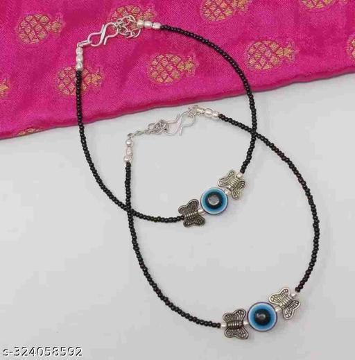 SHOPPERS DELIGHTLatest Trend Black anklets for women stylish | nazariya anklets for women | payal for women stylish silver| nazar battu | jewellery for women | black anklet for women