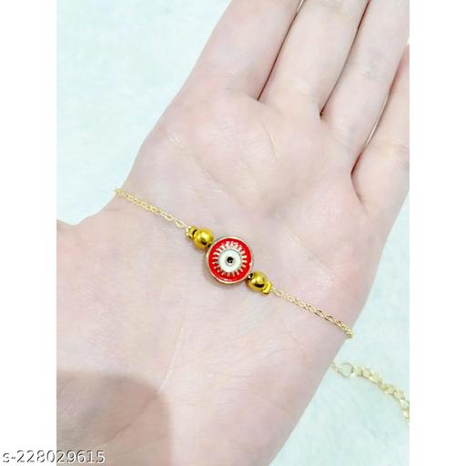 Women Gold-Toned & Red Evil Eye Wraparound Bracelet