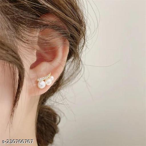 Pearl Half Cuff Stud Earrings