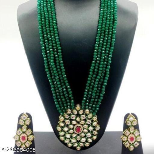 New-Traditional-kundan-work-green-colour-long-set-for-women-and-girls-stylish-meenakari