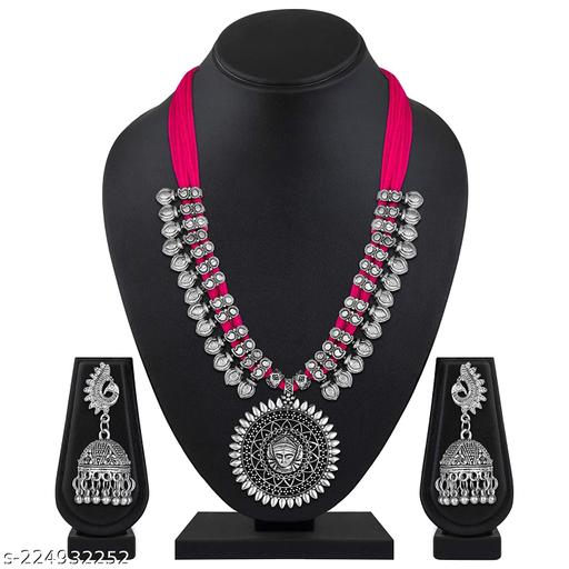 Latest-Oxidised-Silver-Tribal-Cotton-Thread-Antique-Necklace-Jewellery-Set-for-Women(10014s)